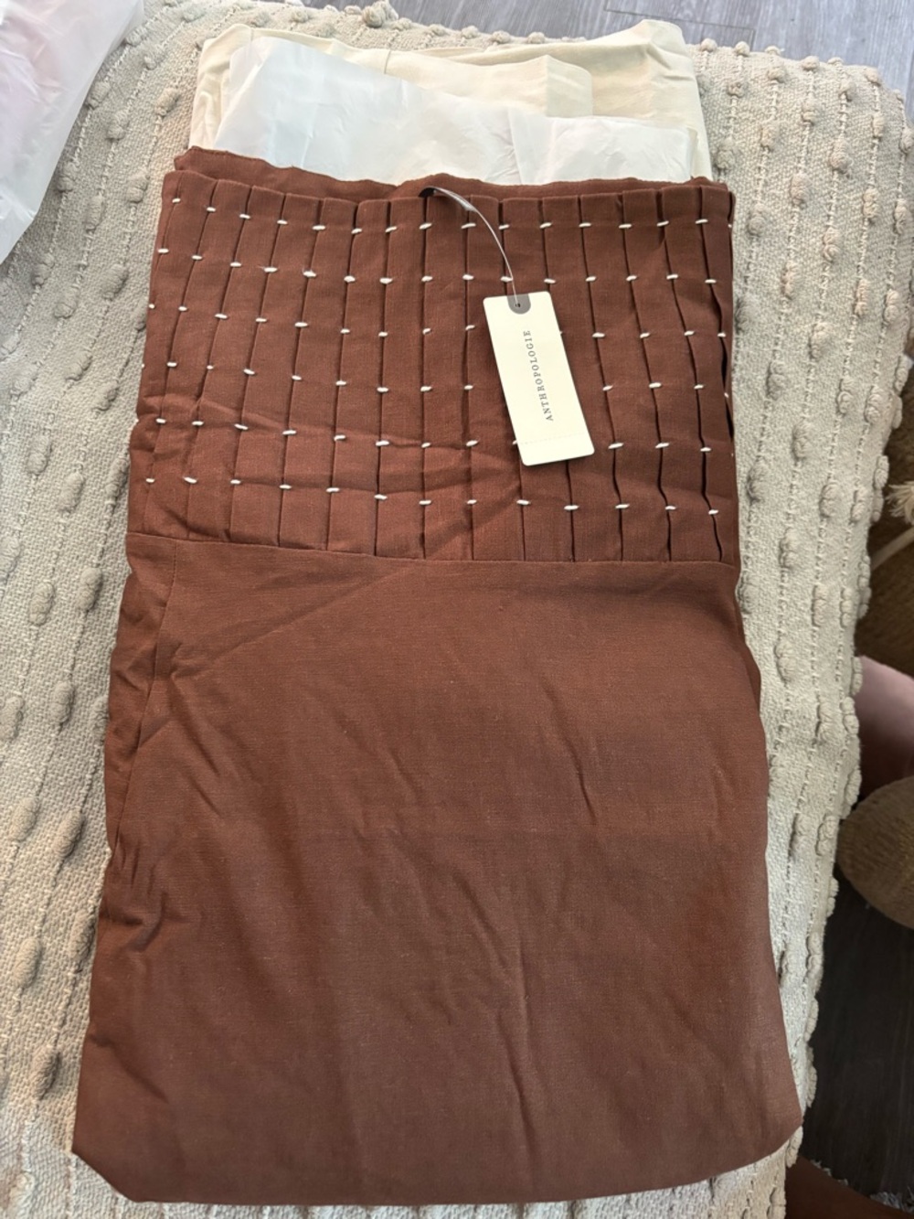 Anthropologie Brown Maxi Skirt with Cream Contrast Hem - Picture 5 of 11
